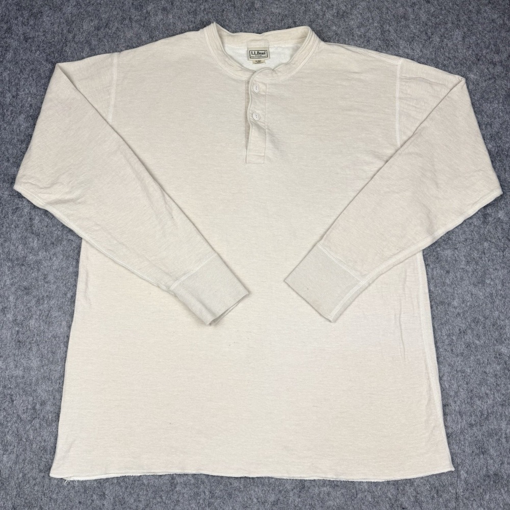 LL Bean VTG Two Layer Henley Shirt Men XL Tall Pullover Cotton Wool Blend Canada
